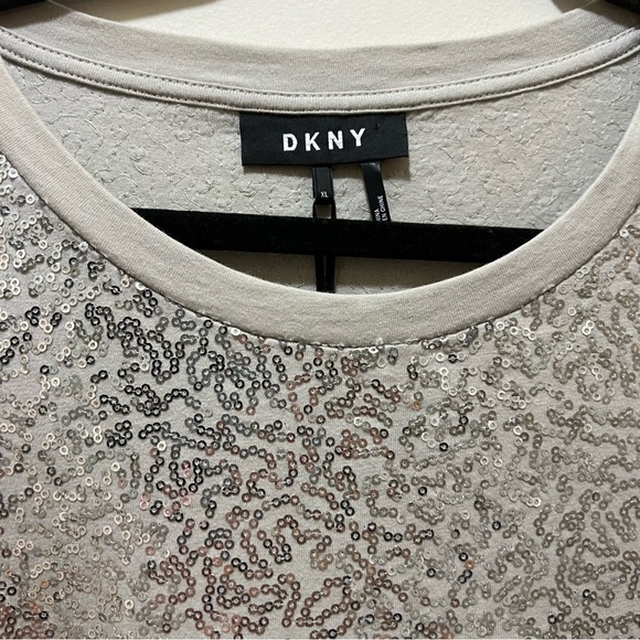 DKNY Women's Blouses silver Sequin Top Women XL NWT - Picture 4 of 8